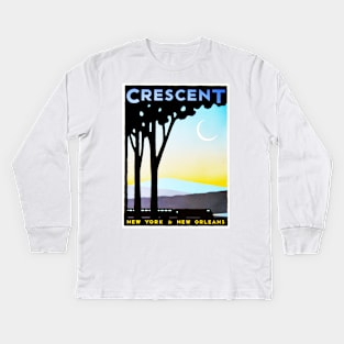 Crescent New York to New Orleans Vintage Railway Travel Kids Long Sleeve T-Shirt